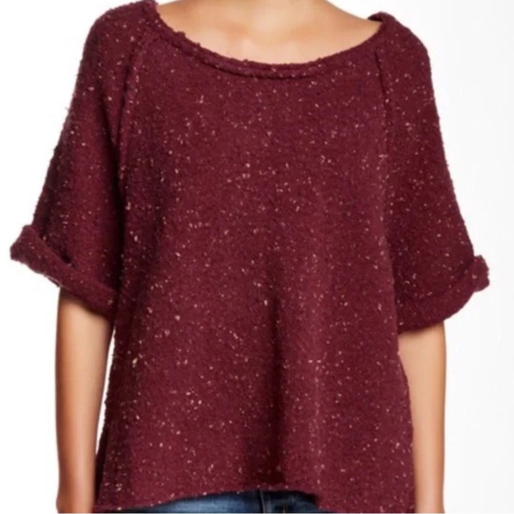 Free People Marsala oversized tweed sweater